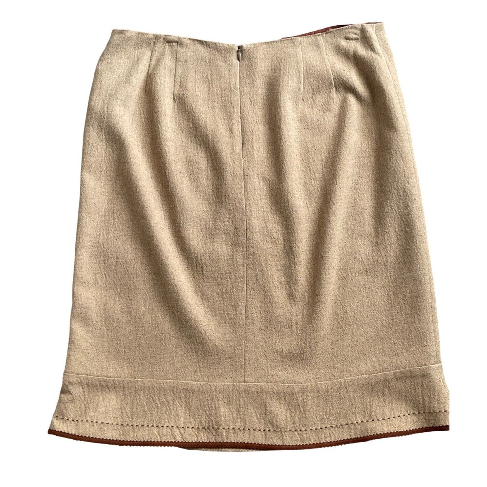 Vintage Nanette Lepore Skirt Women 12 Tan Wool Silk Blend Knee Length brown line - Picture 3 of 10